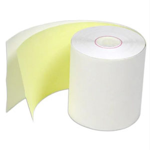 2 Ply Kitchen Till Rolls 76mm - Self Copy Rolls - White/Yellow 20Per Box